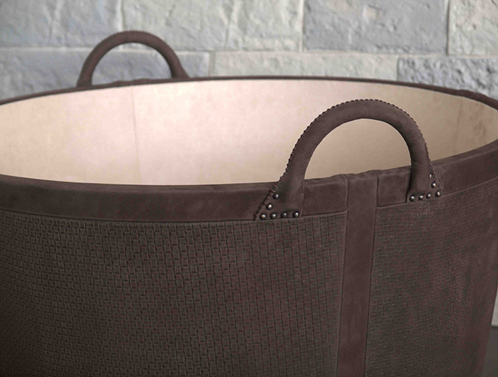 Circular Nubuck Basket with Handles
