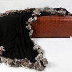 Knitted Cashmere Blanket with Woven Fox Border