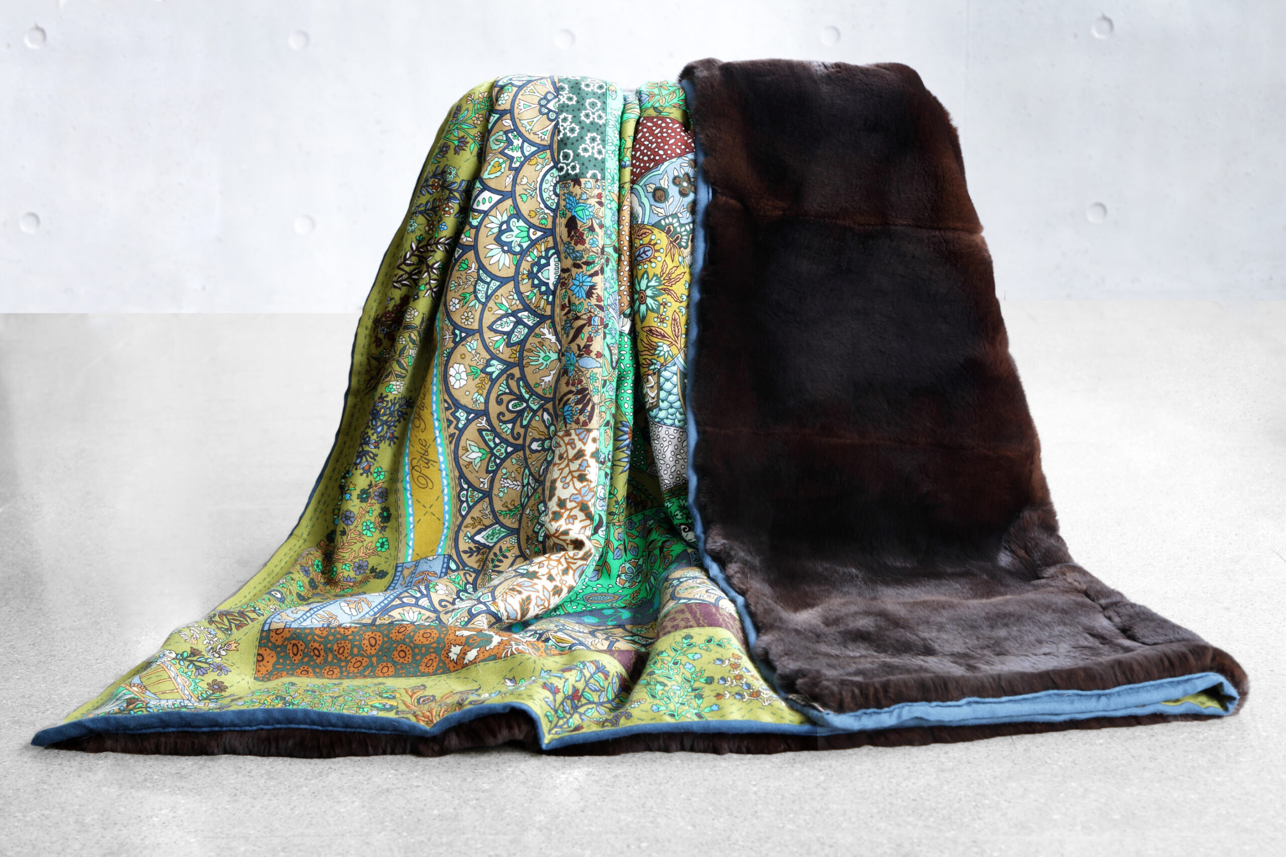Hermes Shawl lined with Textured Fur