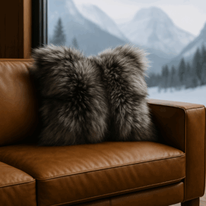 Silver fox fur cushion